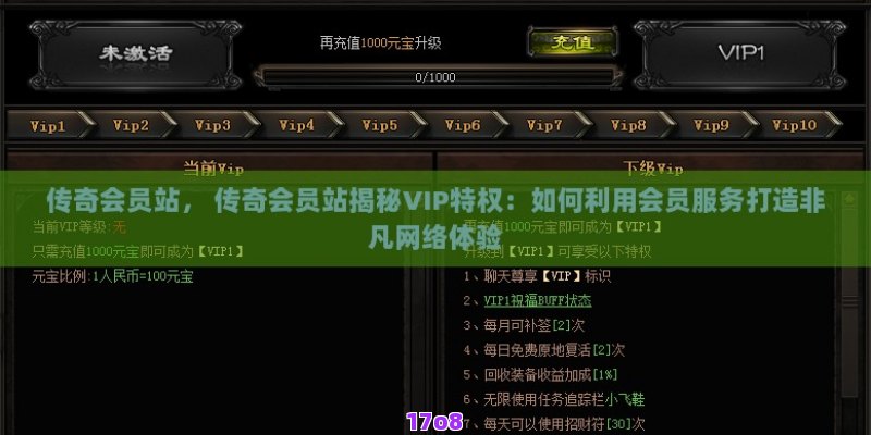 传奇会员站， 传奇会员站揭秘VIP特权：如何利用会员服务打造非凡网络体验