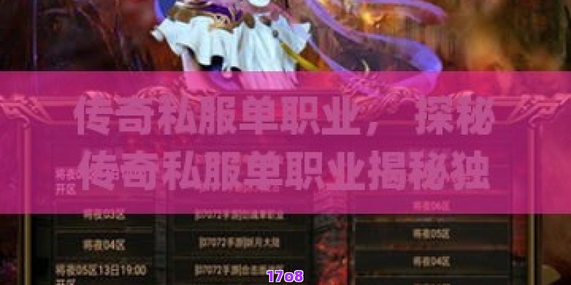 传奇私服单职业， 探秘传奇私服单职业揭秘独一无二的角色扮演体验！
