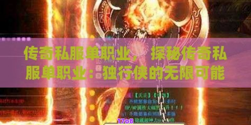 传奇私服单职业， 探秘传奇私服单职业：独行侠的无限可能