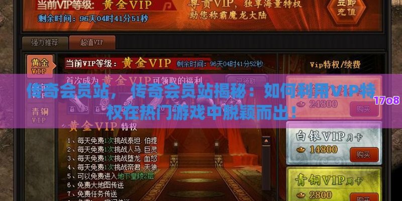 传奇会员站， 传奇会员站揭秘：如何利用VIP特权在热门游戏中脱颖而出！