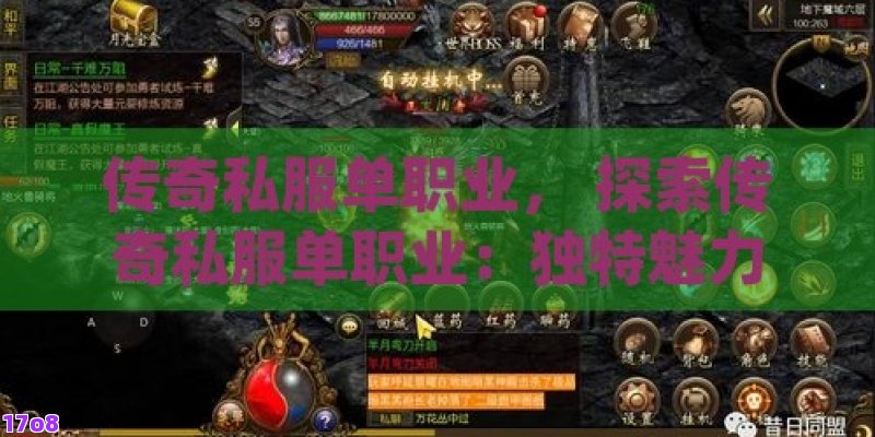 传奇私服单职业， 探索传奇私服单职业：独特魅力与无限可能性的虚拟战斗体验