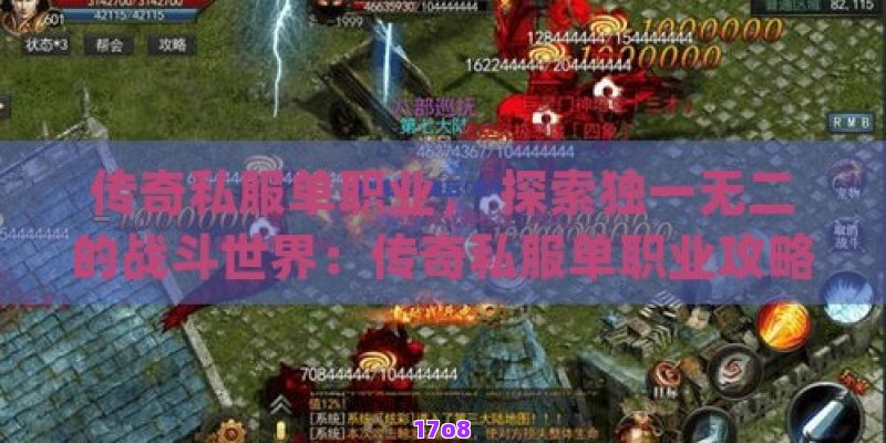 传奇私服单职业， 探索独一无二的战斗世界：传奇私服单职业攻略大全
