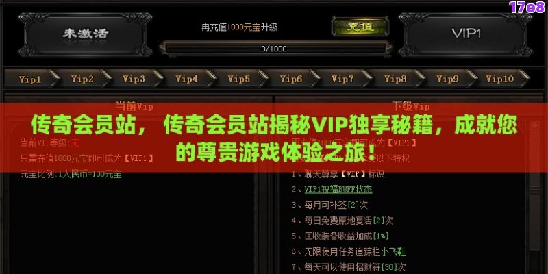 传奇会员站， 传奇会员站揭秘VIP独享秘籍，成就您的尊贵游戏体验之旅！