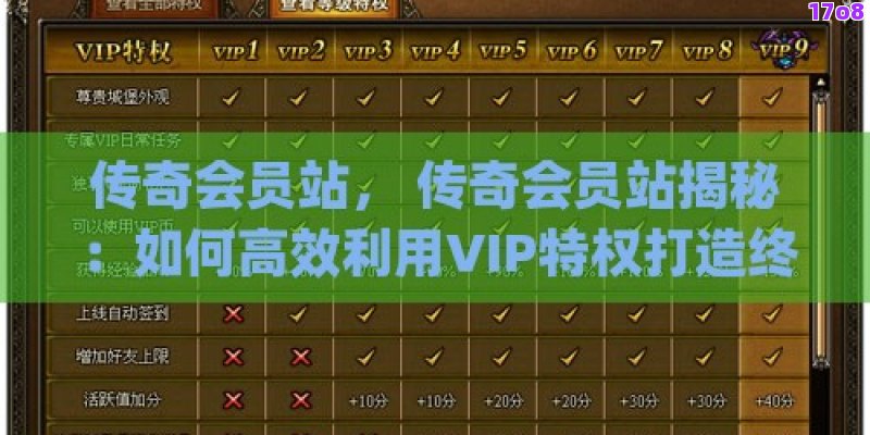 传奇会员站， 传奇会员站揭秘：如何高效利用VIP特权打造终极游戏体验