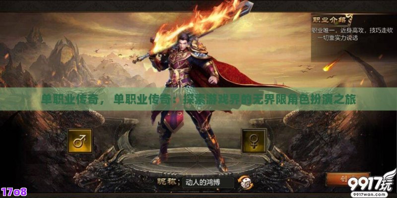 单职业传奇， 单职业传奇：探索游戏界的无界限角色扮演之旅